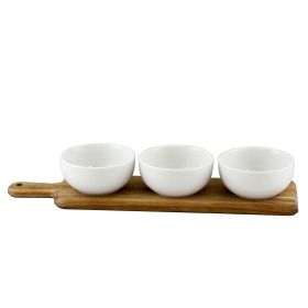 Gracious Dining 3 Pc. Tidbit Bowl Set on Wood Paddle