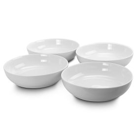 Extra Wide 8.5 in. Stoneware Dinner and Serving Bowls in White, Set of 4