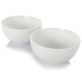 2 Pc. 7 In. Ceramic All Purpose Round Bowl Set in White