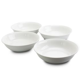 Wide 8.75 In. Stoneware Dinner & Serving Bowls in White, Set of 4