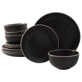 Rockaway 12 Pc. Stoneware Dinnerware Set in Black