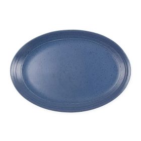 14 In. Stoneware Oval Platter in Blue Speckle