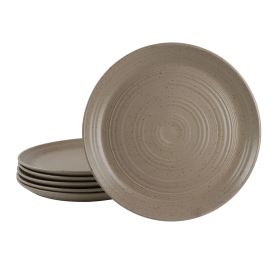 Milbrook 6 Pc. 10 In. Round Stoneware Dinner Plate Set in Mocha