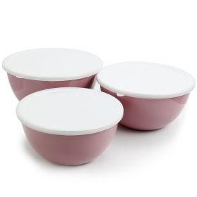 Plaza Cafe 3 Pc. Stackable Nesting Mixing Bowl Set w/Lids in Lavender