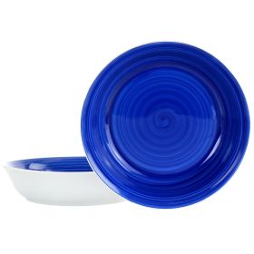 Crenshaw 8.75 In. 2 Pc. Stoneware Pasta Bowl Set, Blue & White