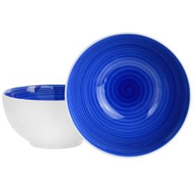 Crenshaw 7 In. 2 Pc. Stoneware Bistro Bowl Set in Blue and White