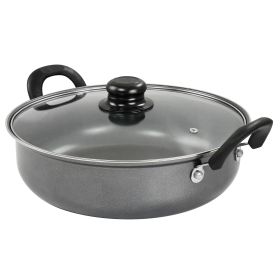 Gibson Everyday 12 Inch Highberry Nonstick All Purpose Pan with Lid in Grey