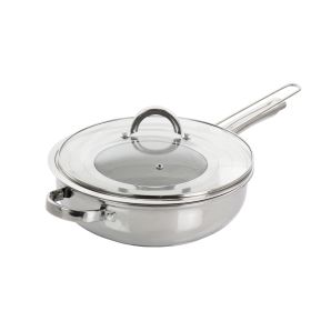 Oster Sangerfield 3 Piece 4 Quart Stainless Steel Saute Pan with Lid and Splatter Guard