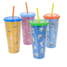 Peanuts 70th Anniversary 4 Pc. Plastic 23.6 Oz. Tumbler set w/Lid & Straw