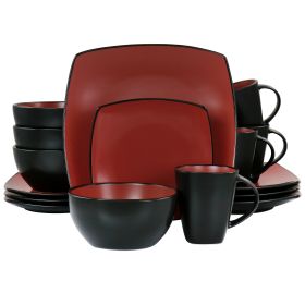 Soho Lounge 16 Pc. Matte Glazed Stoneware Dinnerware Set in Red