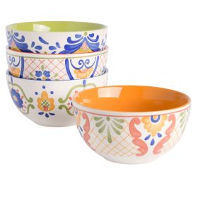 Tierra 4 Piece 6 Inch Stoneware Cereal Bowl Set in Assorted Designs