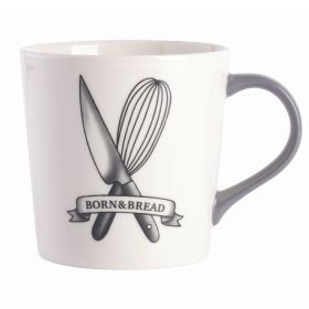 17 Oz. Fine Ceramic Born & Bread Mug in White