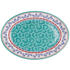 VIllage Vines 14 In. Fine Ceramic Oval Platter in Multi