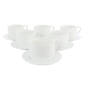 Simply White 6 Pc. 3.75 In. Porcelain Cups w/Saucers Set