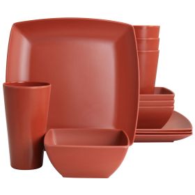 Grayson Melamine 12 Pc. Square Dinnerware Set in Orange