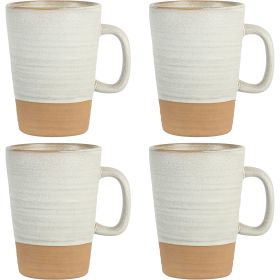 Gibson Elite Dreamweaver 4 Piece 17 Ounce Round Earthenware Mug Set in Sand Cream