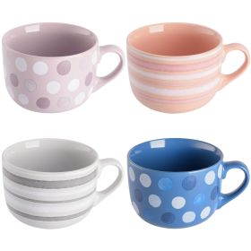 Cappuccino Bliss 4 Pc. 23 Oz. Stoneware Latte Cup Set in Assorted Designs