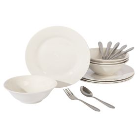 Gibson Everyday Yarbury 16 Piece Fine Certamic Dinnerware Set in White