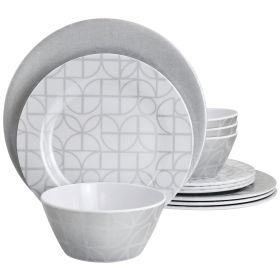 Summer Bloom 12 Pc. Melamine Dinnerware Set in Silver