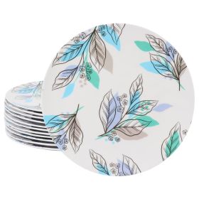 Tropical Sway Vineyard 12 Pc. 9 In. Round Melamine Dessert Plate Set in Blue