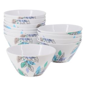 Tropical Sway Vineyard 12 Pc. 6 In. Hammered Melamine Bowl Set in Blue