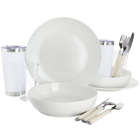 Gibson Home Nobella 14 Piece Fine Ceramic Dinnerware Set in White