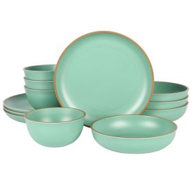 Rockabye 12 Pc. Double Bowl Melamine Dinnerware Set in Green