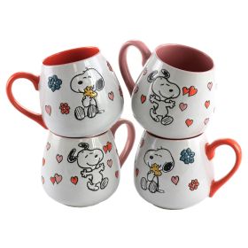 Peanuts 4 Pc. 20 Oz. Stoneware Wax Relief Cup Set