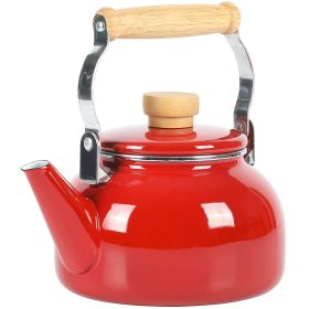 1.5 Qt Red Tea Kettle w/Fold Down Handle