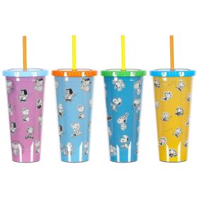 Peanuts 70th Anniversary 4 Pc, Plastic 23.6 Oz. Assorted Tumbler Set