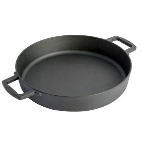 13 In. Cast Iron Everyday Pan w/Handles in Black