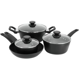 Oster Connelly 7 Piece Textured Nonstick Aluminum Cookware Set in Black