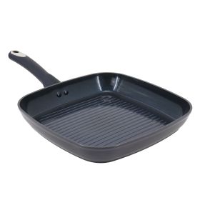 Hawke 11 In. Square Ceramic Nonstick Aluminum Grill Pan in Dark Blue