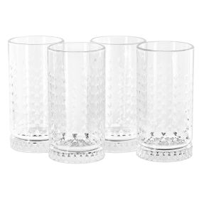 4 Pc. 16 Oz. Teardrop Embossed Glass Tumbler Set