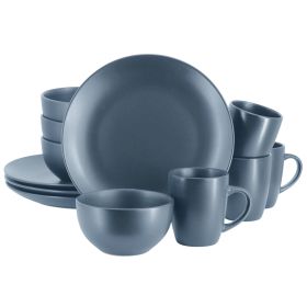 Everyday Plus 12 Pc. Round Stoneware Dinnerware Set in Blue