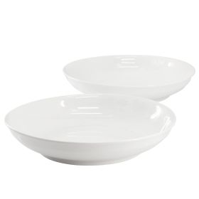 2 Pc. 11 In. Round Fine Ceramic Serving Bowl Set in White