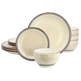 Holcomb 12 Pc. Ceramic Dinnerware Set in Beige