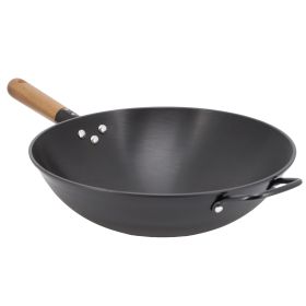 Welton 13.5 In. Carbon Steel Wok w/Wood Handle in Black