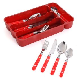 Casual Living 24 Pc. SS Flatware Set w/Storage Tray in Red