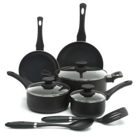 Ashford 10 Pc. Aluminum Nonstick Cookware Set in Black