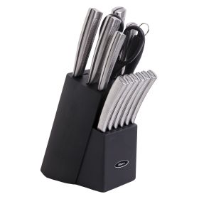 Oster Wellisford 14 Piece Stainless Steel Cutlery Set with Black Rubber Wood Block