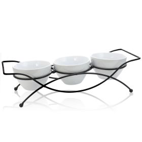 Gibson Splendid Grace 4 pc Serving Set with Metal Rack in White