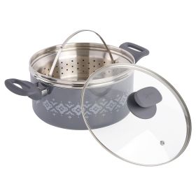 Savory Saffron 5 Qt. Ceramic Nonstick Dutch Oven w/Lid and Steamer in Gray