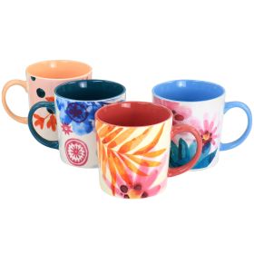 Goji Blossom Fine Ceramic 4 Pc. 17 Oz. Mug Set in Multi Color