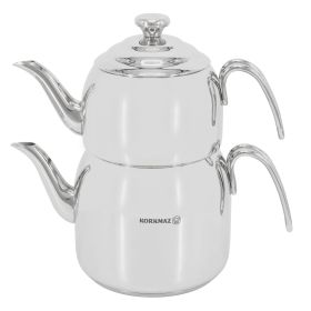 2 Piece 1.1 and 2.3 Liter Stainless Steel Maxi Tea Pot Set