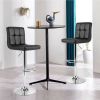 Set of 2 Modern Bar Stools w/Black PU Leather Swivel Seats