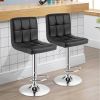 Set of 2 Modern Bar Stools w/Black PU Leather Swivel Seats