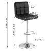 Set of 2 Modern Bar Stools w/Black PU Leather Swivel Seats