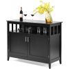 Black Wood 2-Door Dining Buffet Sideboard Cabinet