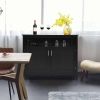 Black Wood 2-Door Dining Buffet Sideboard Cabinet